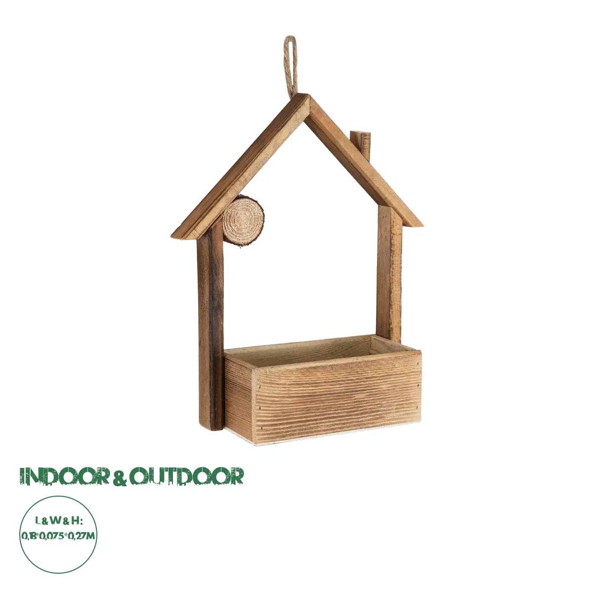 Φωτογραφία προϊόντος: GloboStar® Artificial Garden ALSACE 20552 Κρεμαστό Διακοσμητικό Ξύλινο Κασπώ Γλάστρα - Flower Pot Καφέ Μ18 x Π7.5 x Υ27cm