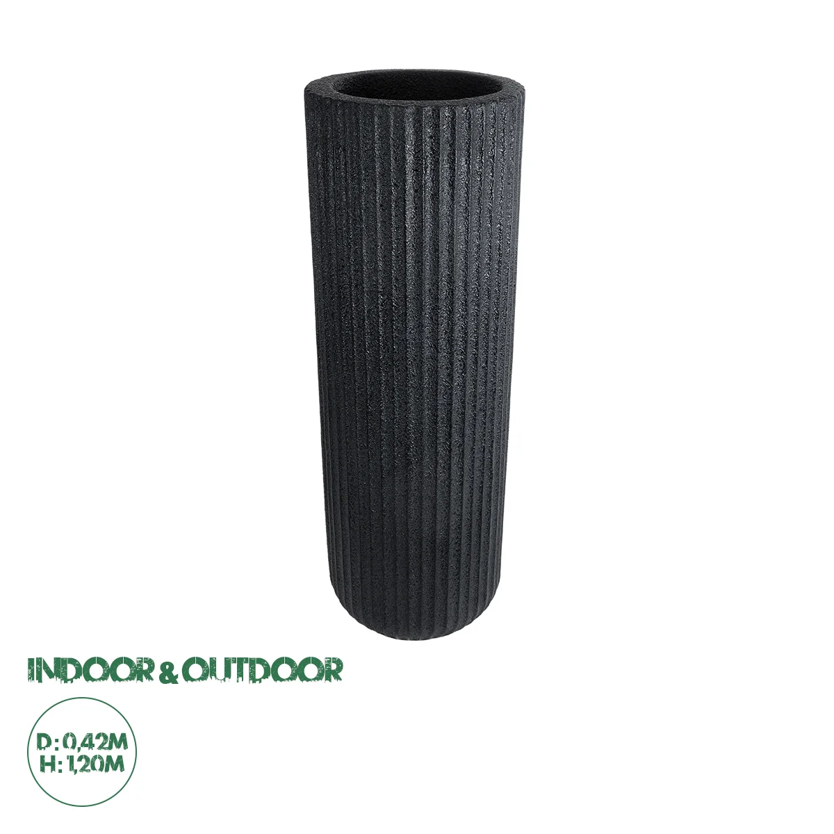 Φωτογραφία προϊόντος: GloboStar® Artificial Garden MATERA 20733 Επιδαπέδιο Πολυεστερικό Τσιμεντένιο Κασπώ Γλάστρα - Flower Pot Μαύρο Φ42 x Υ120cm