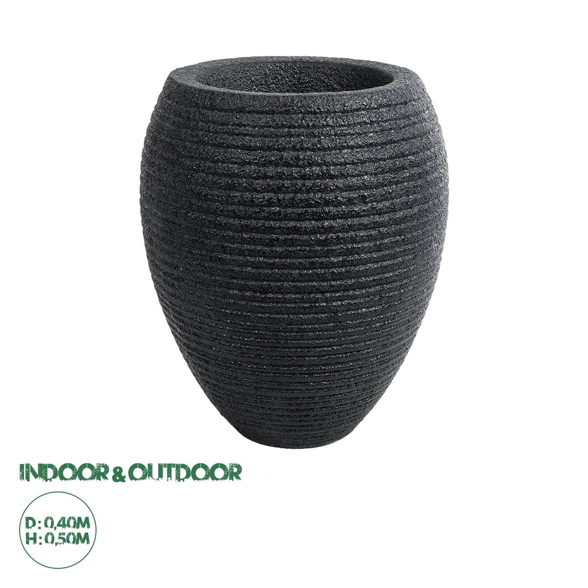 Φωτογραφία προϊόντος: GloboStar® Artificial Garden NASHVILLE 20716 Επιδαπέδιο Πολυεστερικό Τσιμεντένιο Κασπώ Γλάστρα - Flower Pot Μαύρο Φ40 x Υ50cm
