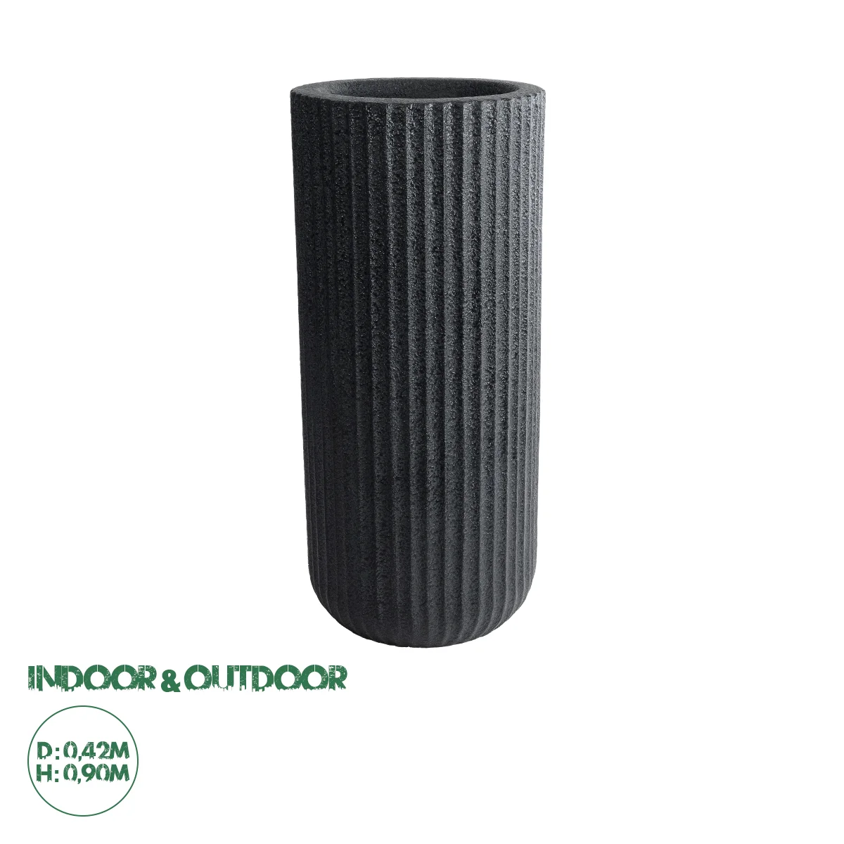 Φωτογραφία προϊόντος: GloboStar® Artificial Garden MATERA 20734 Επιδαπέδιο Πολυεστερικό Τσιμεντένιο Κασπώ Γλάστρα - Flower Pot Μαύρο Φ42 x Υ90cm