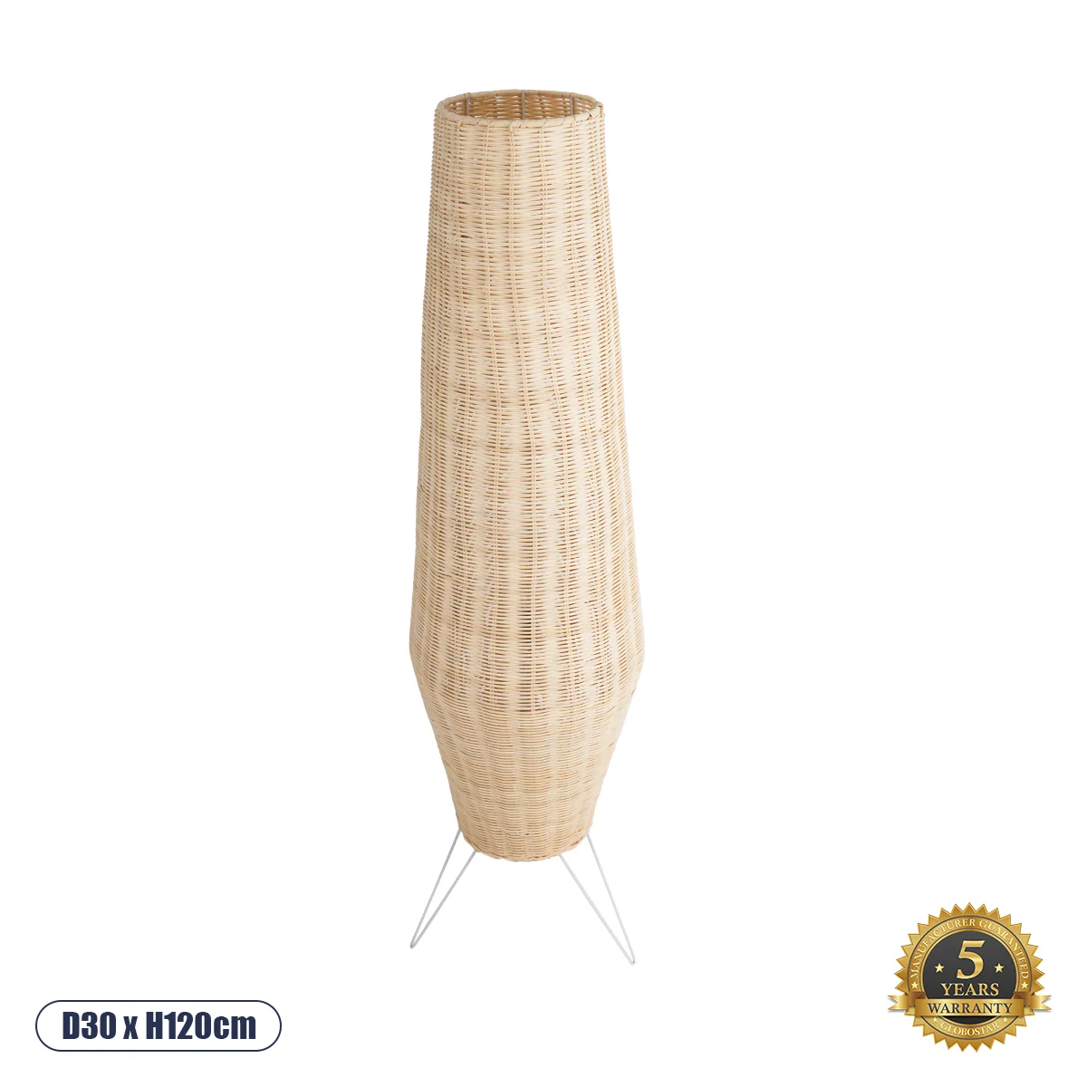 Φωτογραφία προϊόντος: GLOBOSTAR® BOLSON 02013 Boho Επιδαπέδιο Φωτιστικό με Ντουί 1 x E27 AC 220-240V IP20 - Μπεζ & Λευκό - Μ30 x Π30 x Υ120cm