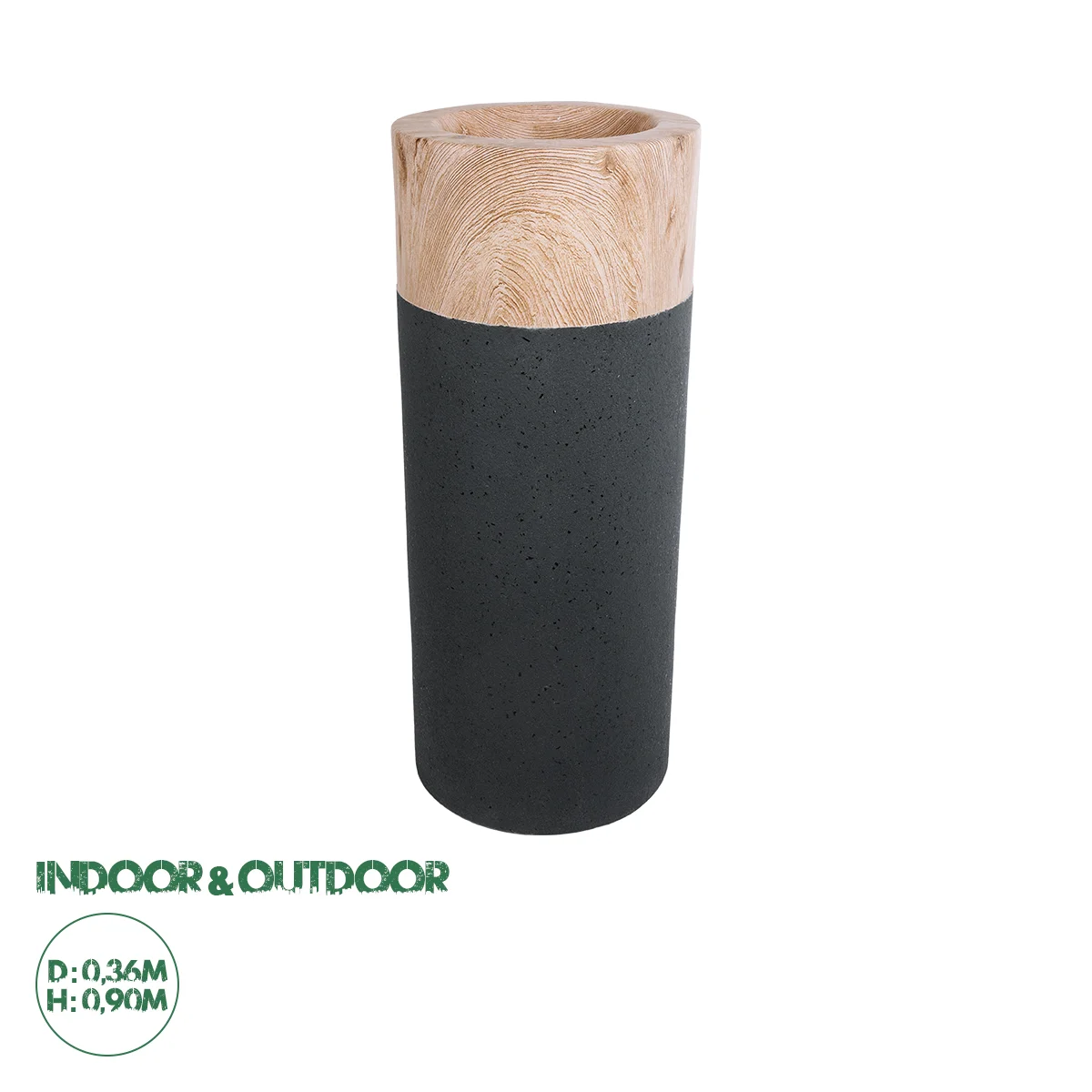 Φωτογραφία προϊόντος: GloboStar® Artificial Garden BELLANO 20748 Επιδαπέδιο Πολυεστερικό Τσιμεντένιο Κασπώ Γλάστρα - Flower Pot Μαύρο με Καφέ Φ36 x Υ90cm