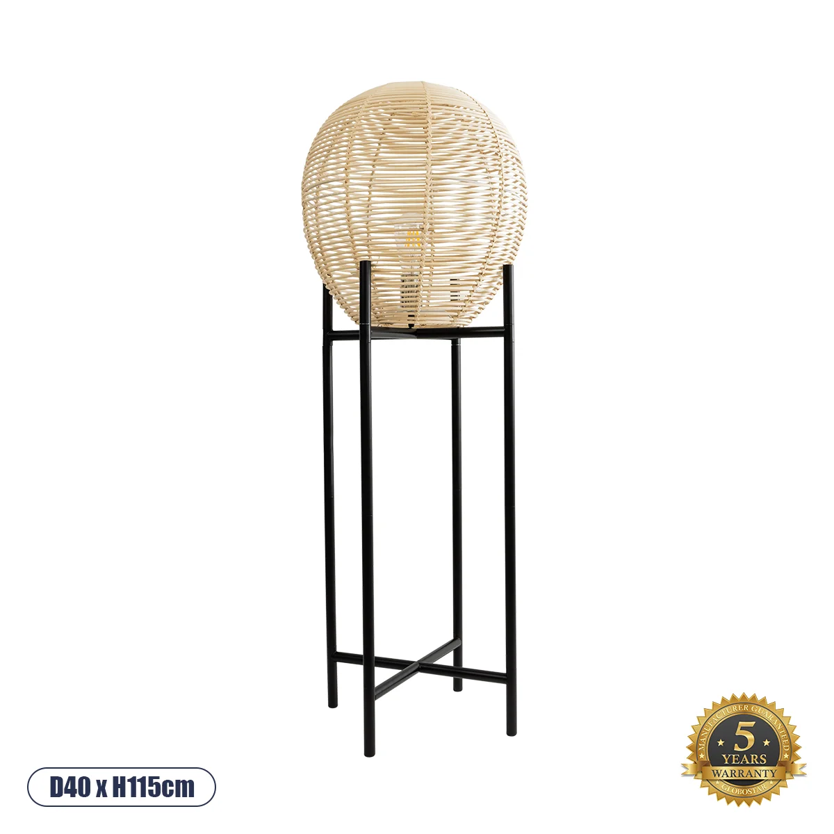 Φωτογραφία προϊόντος: GLOBOSTAR® NERINA 02015 Boho Επιδαπέδιο Φωτιστικό με Ντουί 1 x E27 AC 220-240V IP20 - Μαύρο & Μπεζ - Μ40 x Π40 x Υ115cm