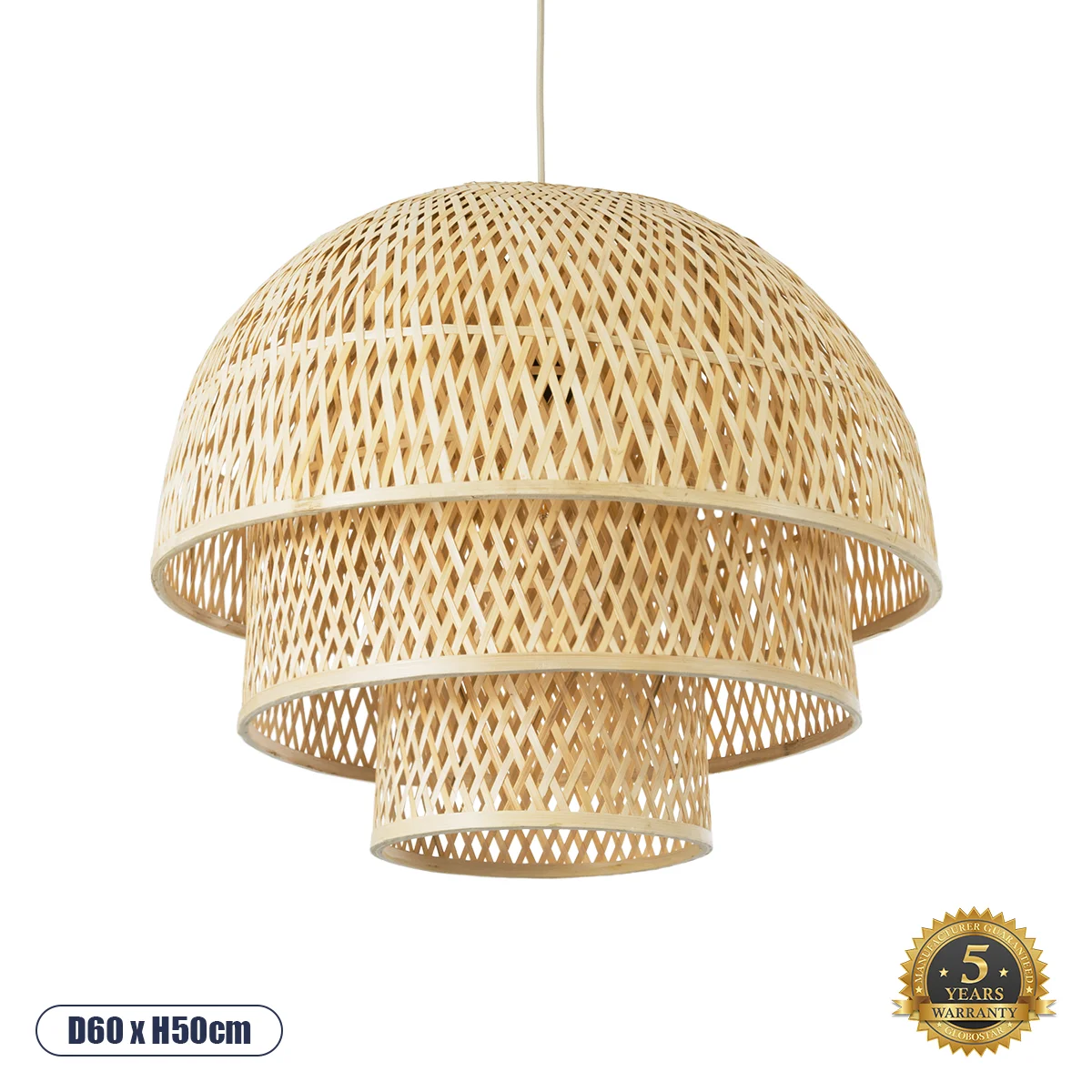 Φωτογραφία προϊόντος: GLOBOSTAR® HIROKA 01836 Boho Κρεμαστό Φωτιστικό Οροφής με Ντουί 1 x E27 AC 220-240V IP20 - Μπεζ - Μ60 x Π60 x Υ50cm