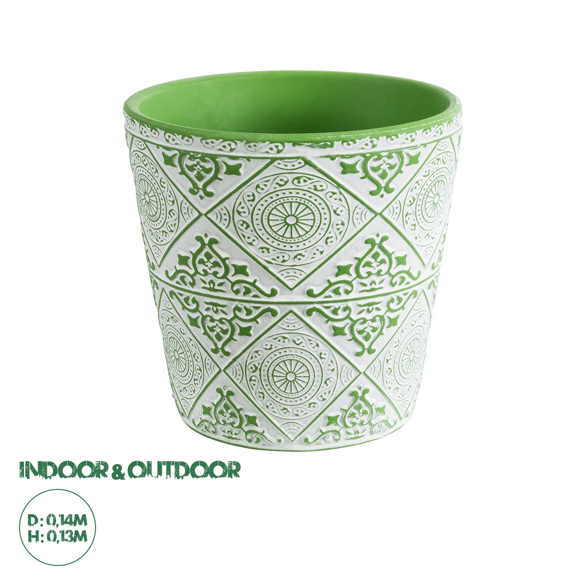 Φωτογραφία προϊόντος: GloboStar® Artificial Garden ASWAN 20515 Διακοσμητικό Κεραμικό Κασπώ Γλάστρα - Flower Pot Λευκό με Πράσινο Φ14 x Υ13cm