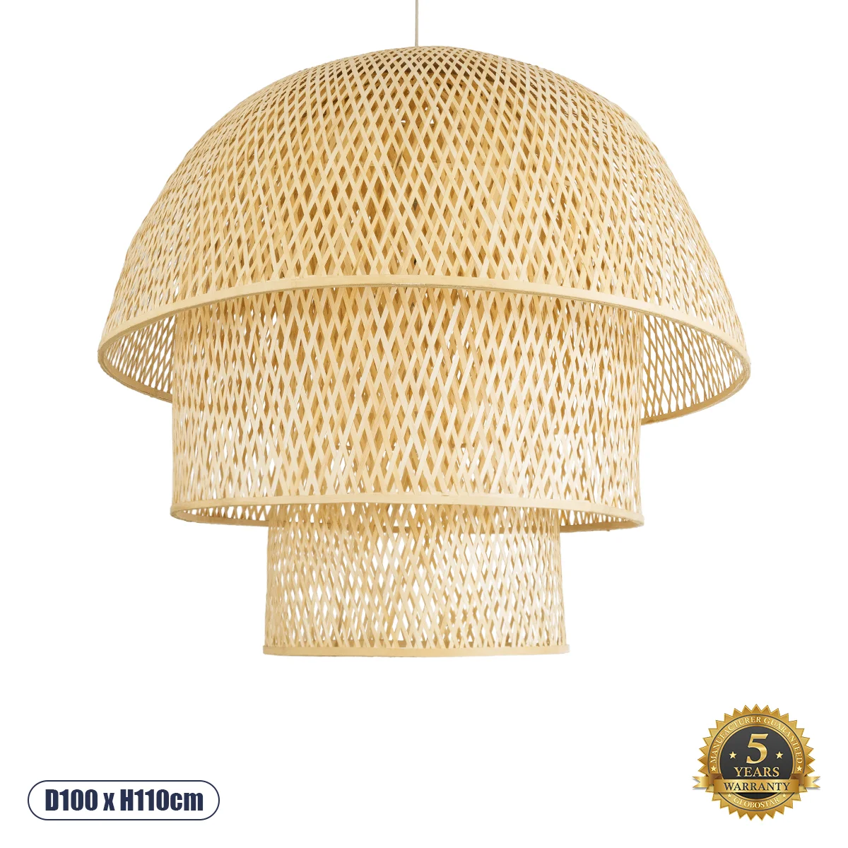 Φωτογραφία προϊόντος: GLOBOSTAR® HIROKA 02046 Boho Κρεμαστό Φωτιστικό Οροφής με Ντουί 1 x E27 AC 220-240V IP20 - Μπεζ - Μ100 x Π100 x Υ110cm