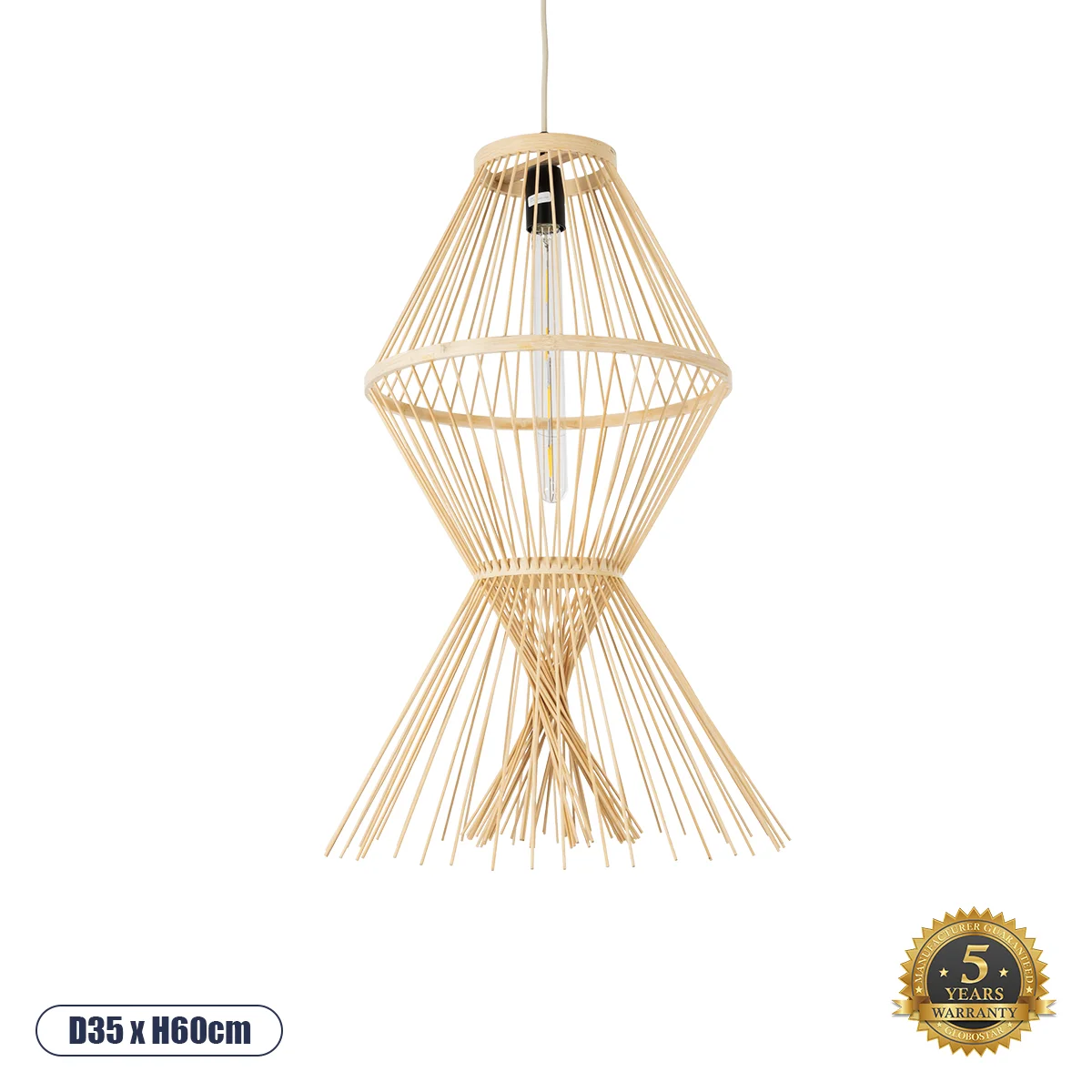 Φωτογραφία προϊόντος: GLOBOSTAR® YOSHI 01928 Boho Κρεμαστό Φωτιστικό Οροφής με Ντουί 1 x E27 AC 220-240V IP20 - Μπεζ - Μ35 x Π35 x Υ60cm