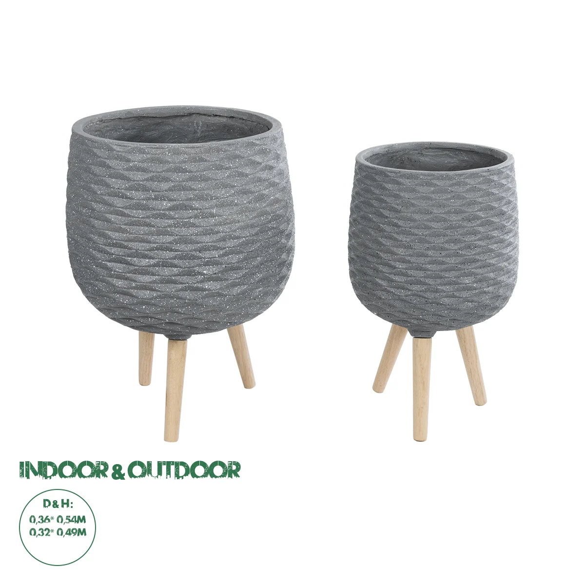 Φωτογραφία προϊόντος: GloboStar® Artificial Garden LOUISIANA 20567 ΣΕΤ 2 Διακοσμητικά Πολυεστερικά Τσιμεντένιά Κασπώ Γλάστρες - Flower Pots Γκρι A:Φ36 x Υ54cm B:Φ32 x Υ49cm