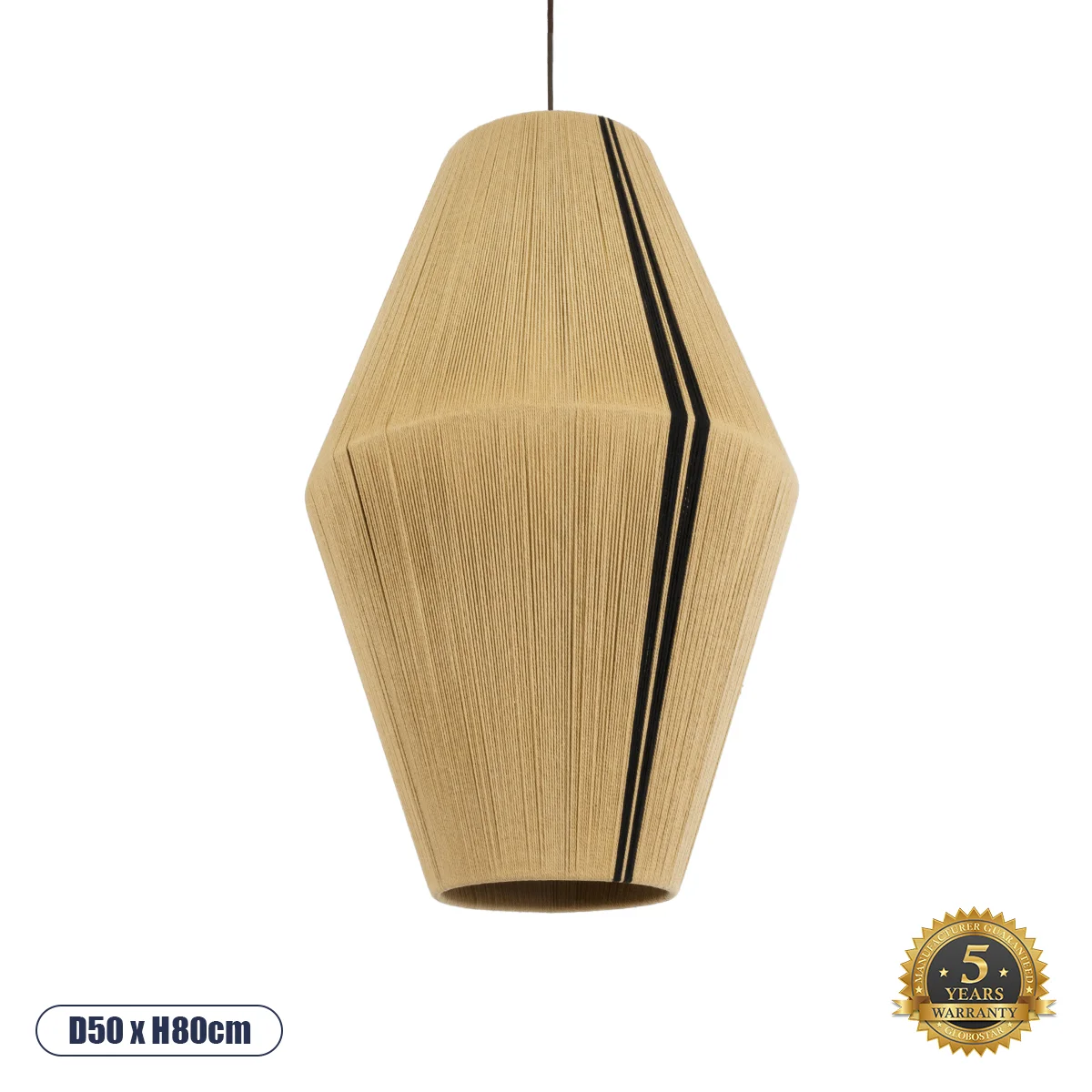 Φωτογραφία προϊόντος: GLOBOSTAR® SALERNO 02077 Boho Κρεμαστό Φωτιστικό Οροφής με Ντουί 1 x E27 AC 220-240V IP20 - Μπεζ & Μαύρο - Μ50 x Π50 x Υ80cm