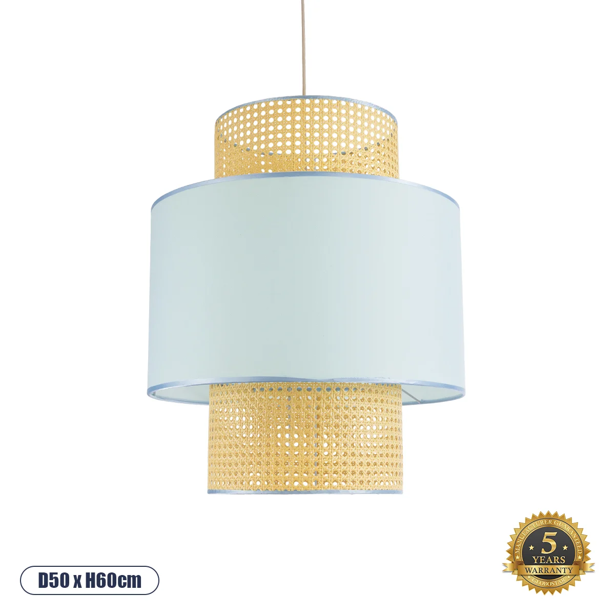 Φωτογραφία προϊόντος: GLOBOSTAR® SAIGE 02045 Boho Κρεμαστό Φωτιστικό Οροφής με Ντουί 1 x E27 AC 220-240V IP20 - Γαλάζιο & Μπεζ - Μ50 x Π50 x Υ60cm