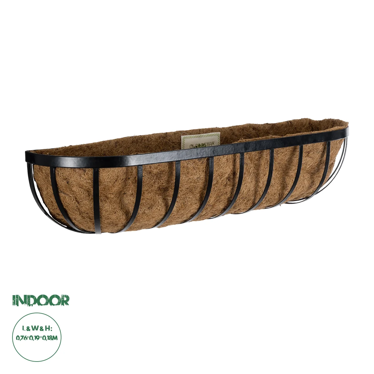 Φωτογραφία προϊόντος: GloboStar® Artificial Garden SALAMINA 20561 Κρεμαστό Διακοσμητικό Κασπώ Γλάστρα - Flower Pot από Φλοιό Καρύδας Καφέ με Μαύρη Μεταλλική Βάση Μ76 x Π19 x Υ18cm