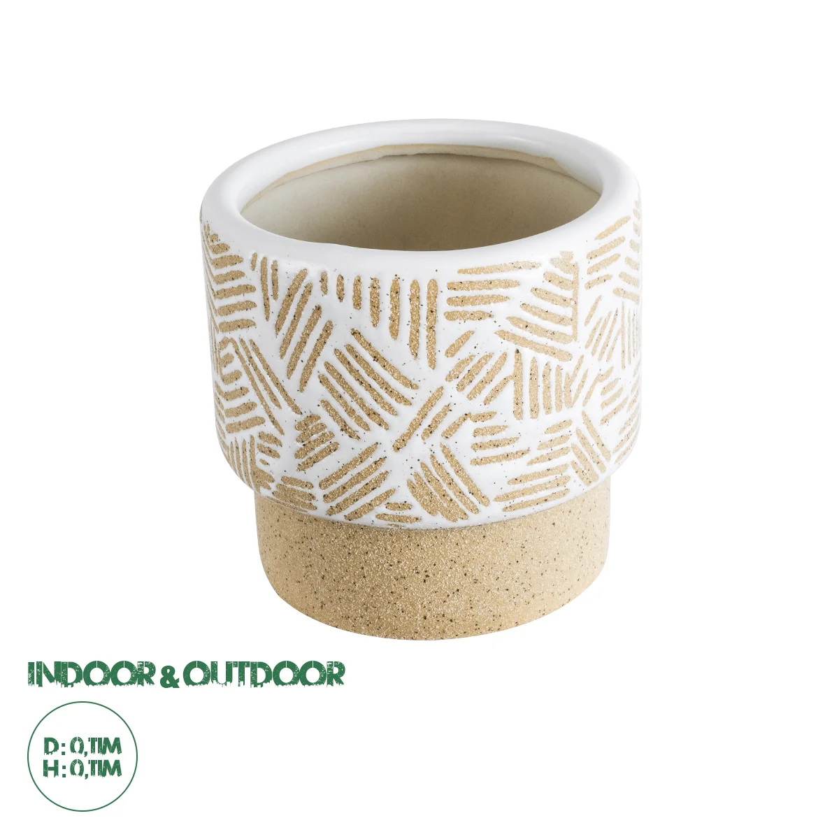 Φωτογραφία προϊόντος: GloboStar® Artificial Garden RAFFAELO 20544 Διακοσμητικό Κεραμικό Κασπώ Γλάστρα - Flower Pot Μπεζ με Λευκό Φ11 x Υ11cm