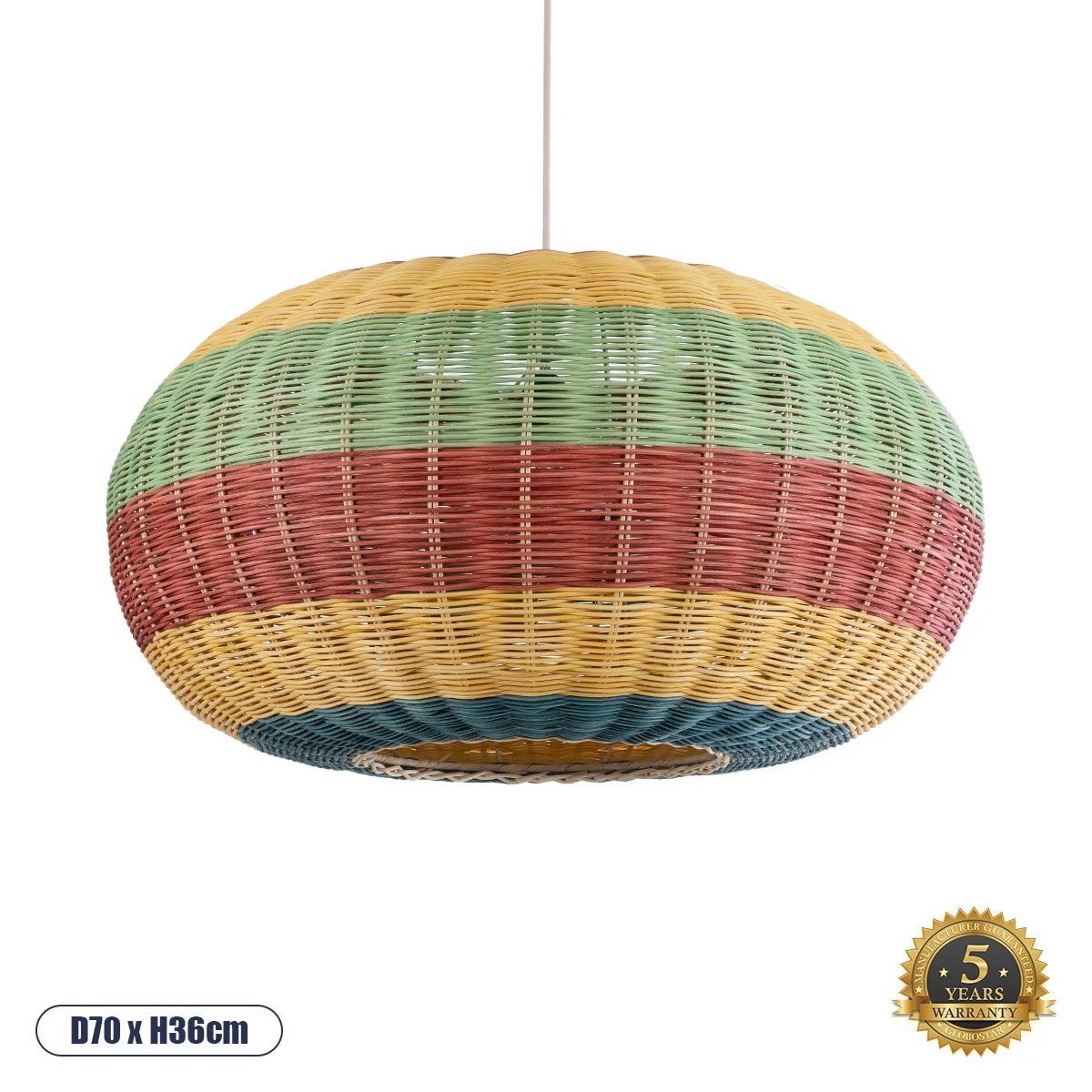 Φωτογραφία προϊόντος: GLOBOSTAR® CABALLEROS 02056 Boho Κρεμαστό Φωτιστικό Οροφής με Ντουί 1 x E27 AC 220-240V IP20 - Πολύχρωμο - Μ70 x Π70 x Υ36cm