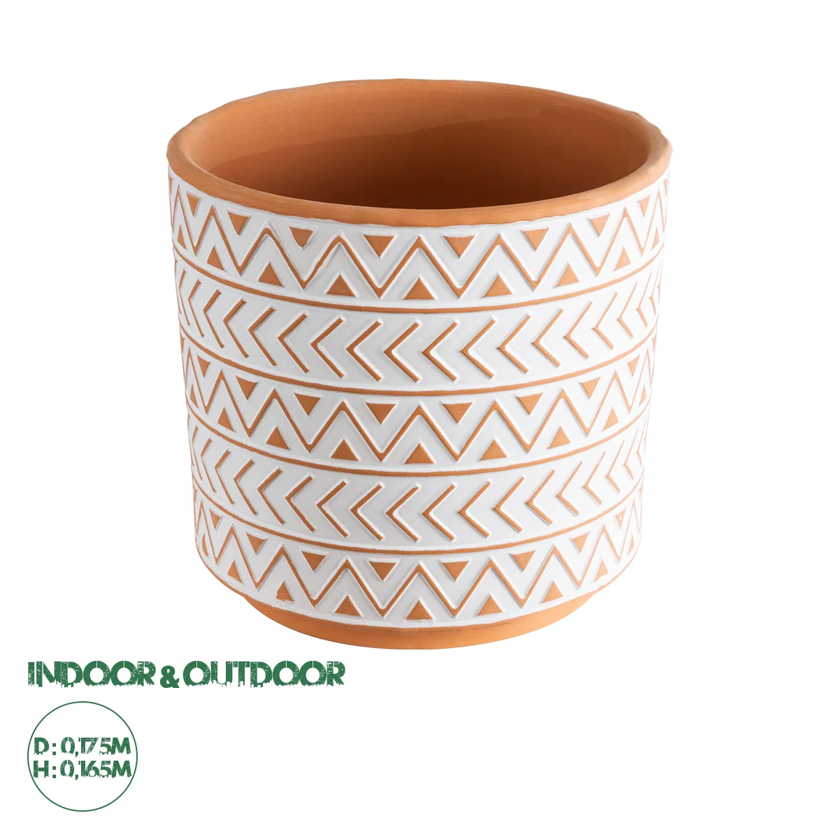 Φωτογραφία προϊόντος: GloboStar® Artificial Garden INDIA 20498 Διακοσμητικό Κεραμικό Κασπώ Γλάστρα - Flower Pot Λευκό με Πορτοκαλί Φ17.5 x Υ16.5cm