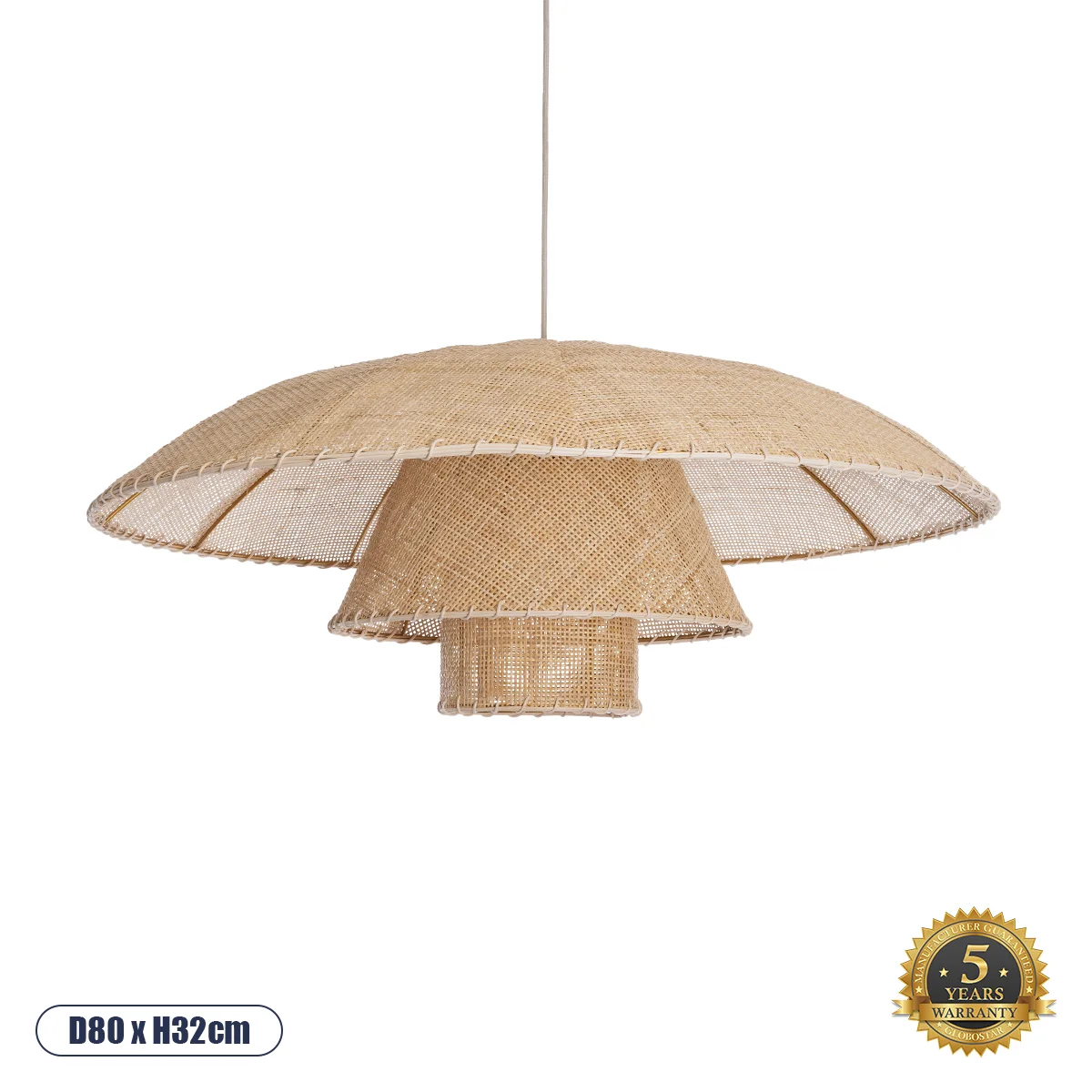 Φωτογραφία προϊόντος: GLOBOSTAR® ZORA 02139 Boho Κρεμαστό Φωτιστικό Οροφής με Ντουί 1 x E27 AC 220-240V IP20 - Μπεζ - Μ80 x Π80 x Υ32cm