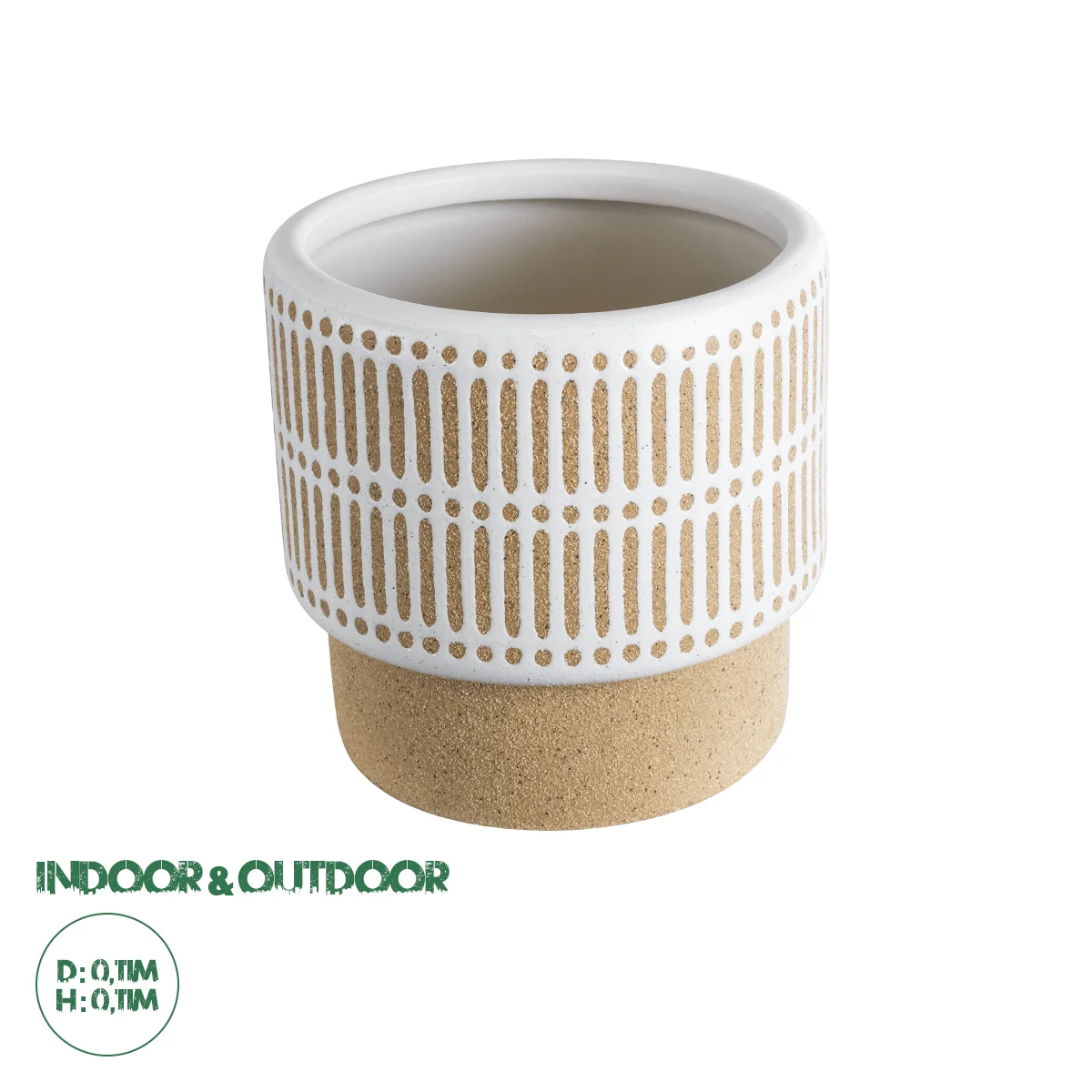 Φωτογραφία προϊόντος: GloboStar® Artificial Garden AMARETTO 20543 Διακοσμητικό Κεραμικό Κασπώ Γλάστρα - Flower Pot Μπεζ με Λευκό Φ11 x Υ11cm