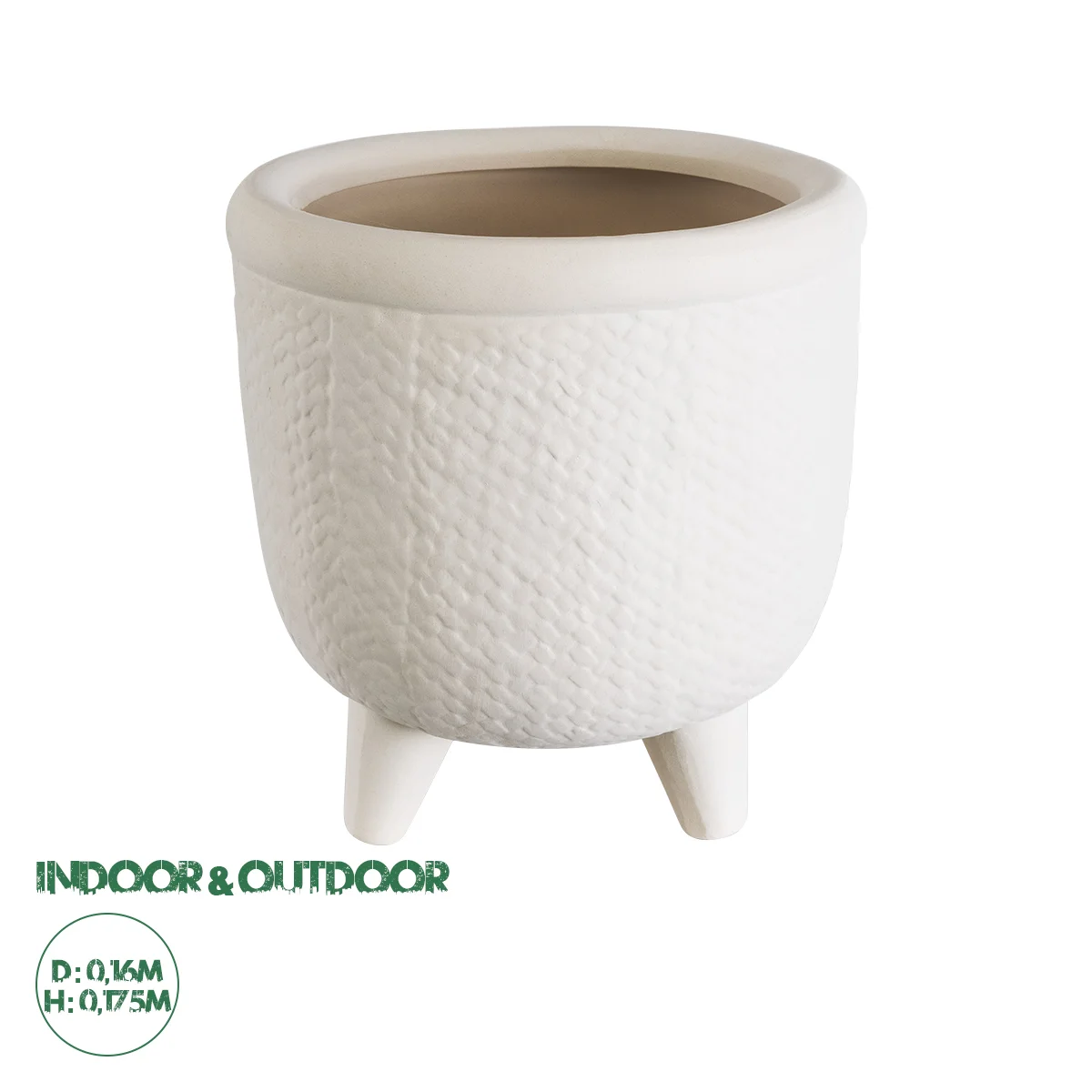 Φωτογραφία προϊόντος: GloboStar® Artificial Garden YUKATAN 20513 Διακοσμητικό Κεραμικό Κασπώ Γλάστρα - Flower Pot Μπεζ Φ16 x Υ17.5cm