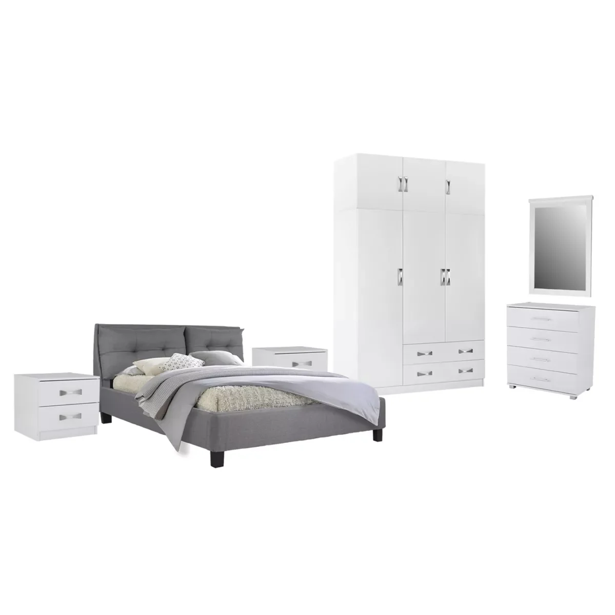 Φωτογραφία προϊόντος: B2BMarkt ΣΕΤ ΚΡΕΒΑΤΟΚΑΜΑΡΑΣ 6ΤΜΧ CARLY HM10884.05 ΜΕΛΑΜΙΝΗ ΛΕΥΚΗ-ΥΦΑΣΜΑ ΓΚΡΙ