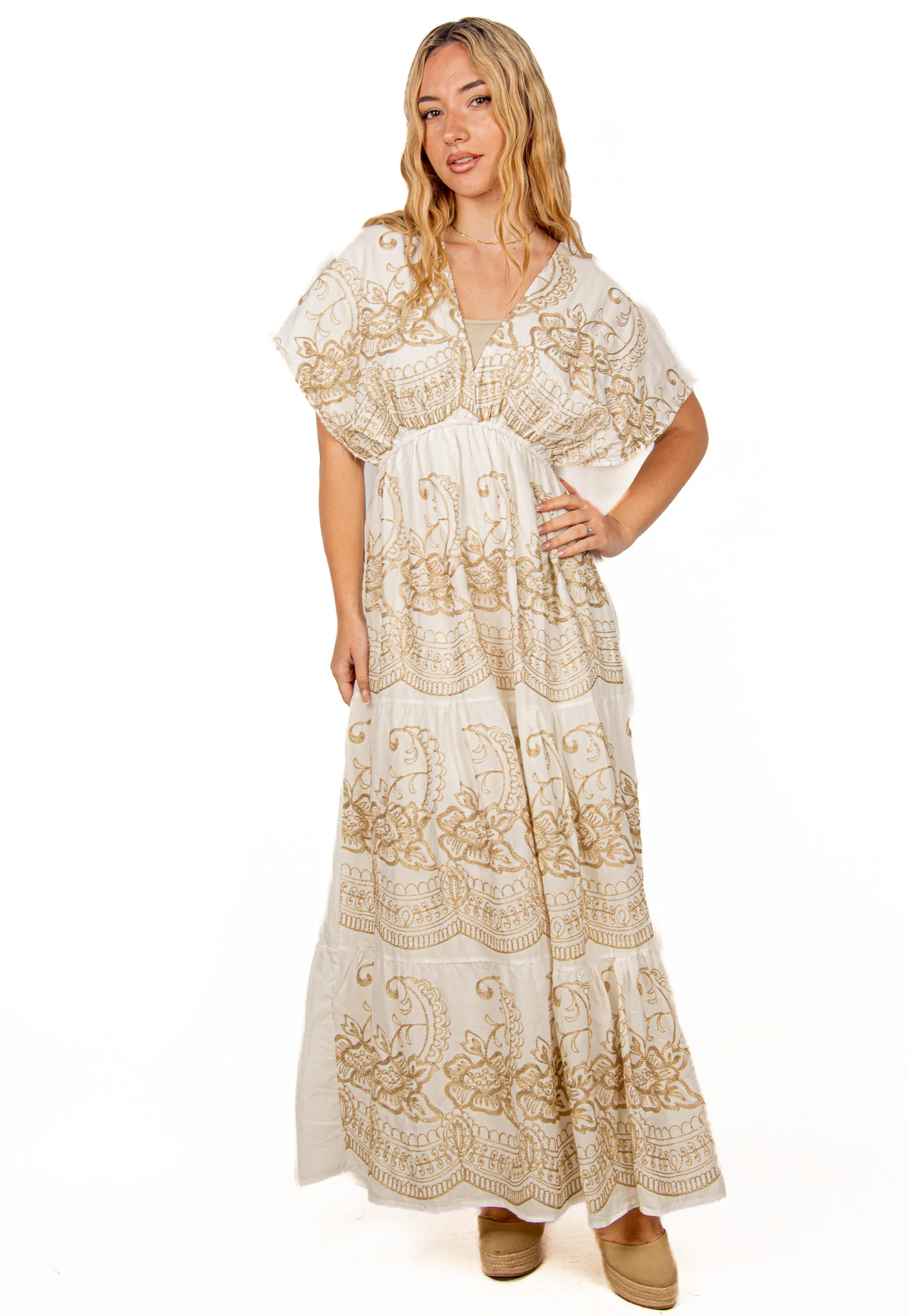 Φωτογραφία προϊόντος: Ellen Φόρεμα Boho με Κεντήματα Λευκό Λευκό