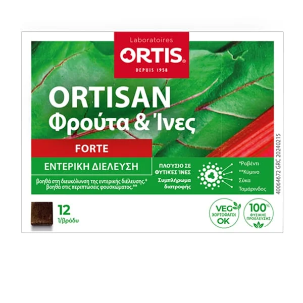 Φωτογραφία προϊόντος: Ortis Ortisan Forte Φρούτα & Ίνες Εντερική Διέλευση, 12 κύβοι
