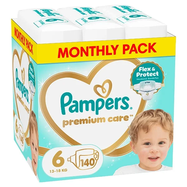 Φωτογραφία προϊόντος: Pampers Πάνες με Αυτοκόλλητο Premium Care Monthly Pack No. 6 για 13-18kg 140τμχ