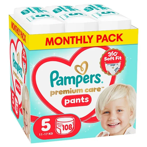 Φωτογραφία προϊόντος: Pampers Πάνες Βρακάκι Premium Care Pants Monthly Pack No. 5 για 12-17kg 108τμχ