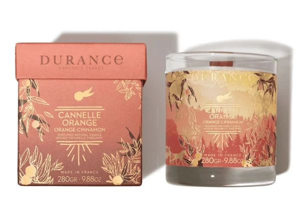Φωτογραφία προϊόντος: Durance Handmade Christmas Candle Orange Cannelle Χριστουγεννιάτικο κερί πορτοκάλι κανέλα με ξύλινο φυτίλι +/- 50h 280g