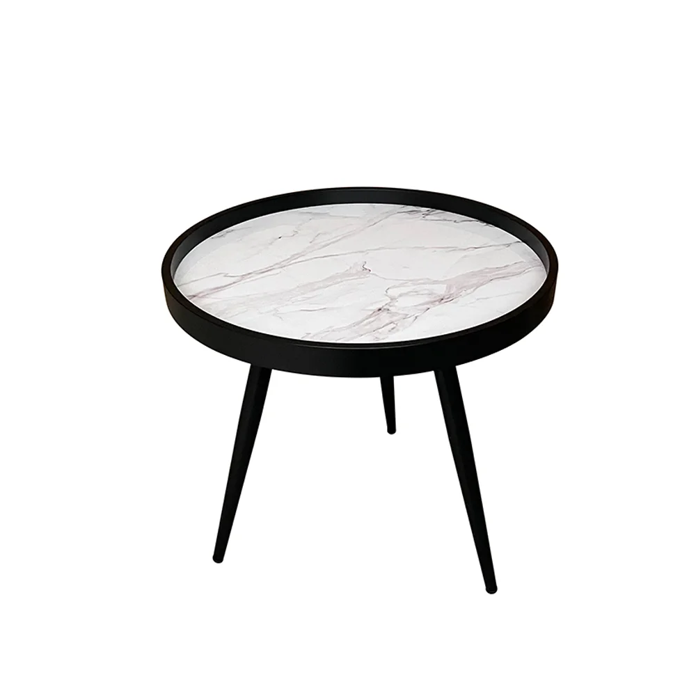 Φωτογραφία προϊόντος: MARM SIDE TABLE ΛΕΥΚΟ ΜΕ PATTERN ΜΑΥΡΟ 49.5x49.5x52cm