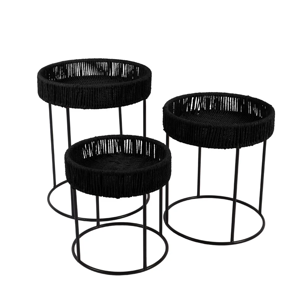 Φωτογραφία προϊόντος: THASOS COFFEE TABLE SET 3ΤΕΜ ΜΑΥΡΟ 40x40x51cm