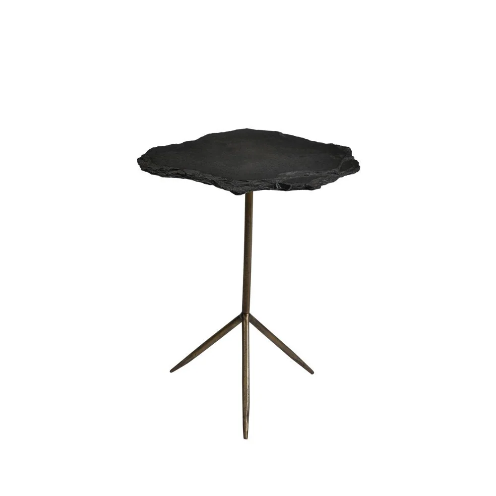 Φωτογραφία προϊόντος: PIEDRA SIDE TABLE ΓΚΡΙ ΣΚΟΥΡΟ BRASS ANTIQUE 48x44x60cm