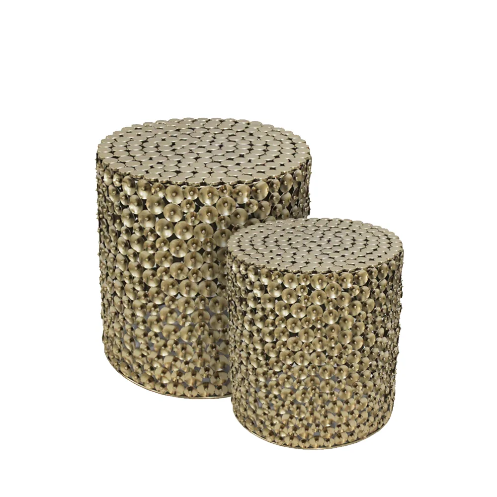 Φωτογραφία προϊόντος: POPPY COFFEE TABLE SET 2ΤΕΜ ΧΡΥΣΟ ANTIQUE 44x44x46.5cm