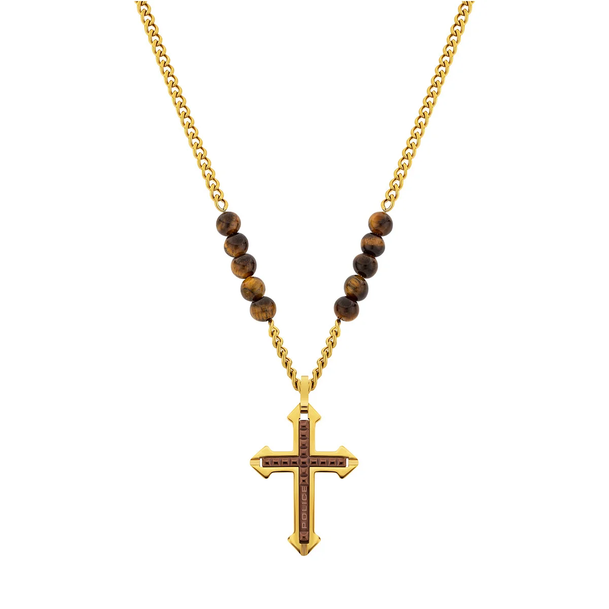 Φωτογραφία προϊόντος: Police Cullin, Unisex Cross - Νecklace From Gold / Brown Stainless Steel PJ.26568PSG/02