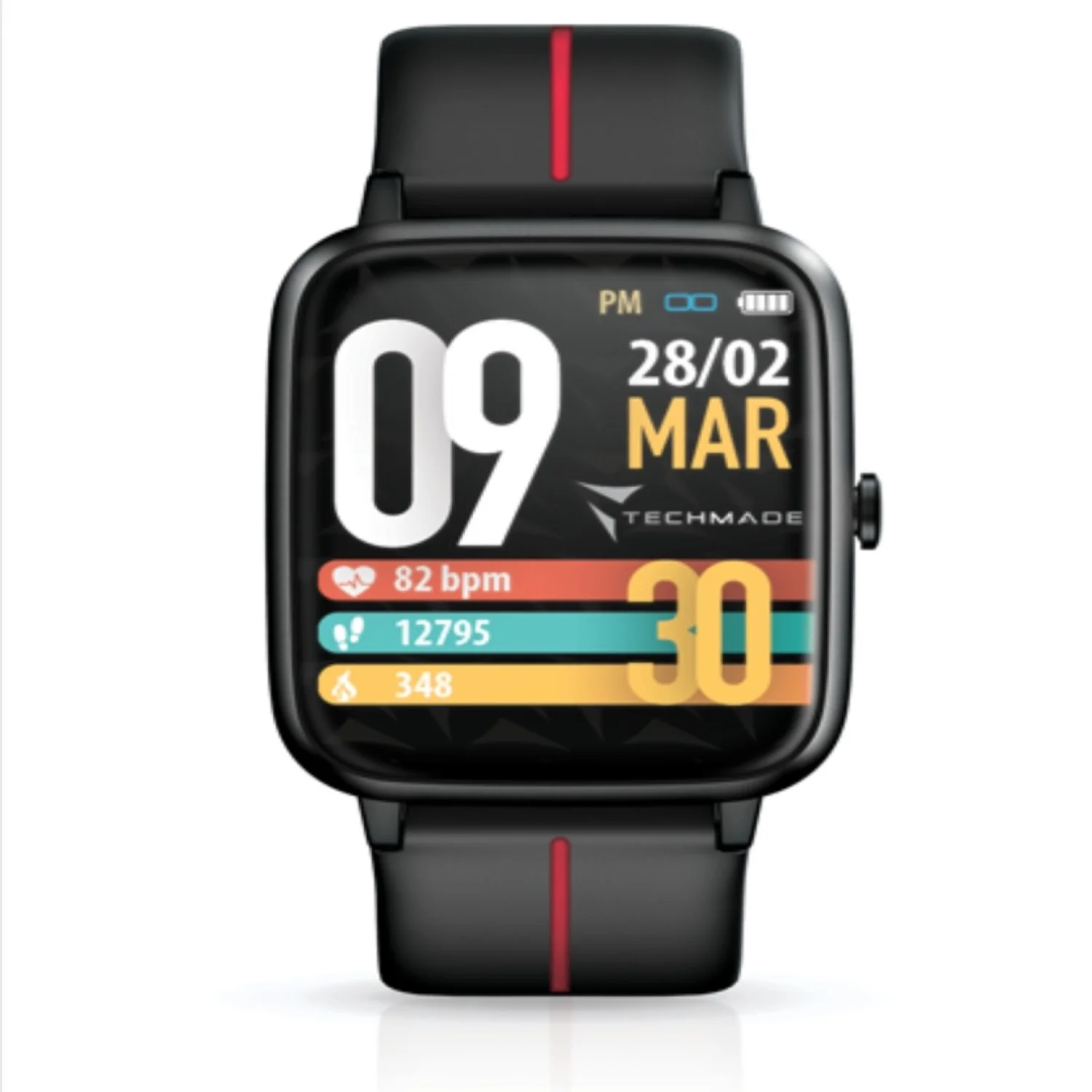 Φωτογραφία προϊόντος: TECHMADE SMARTWATCH SPORT GPS INTEGRATO BLACK/RED, Unisex Smartwatch, Black/Red Silicone Strap 8099990144841