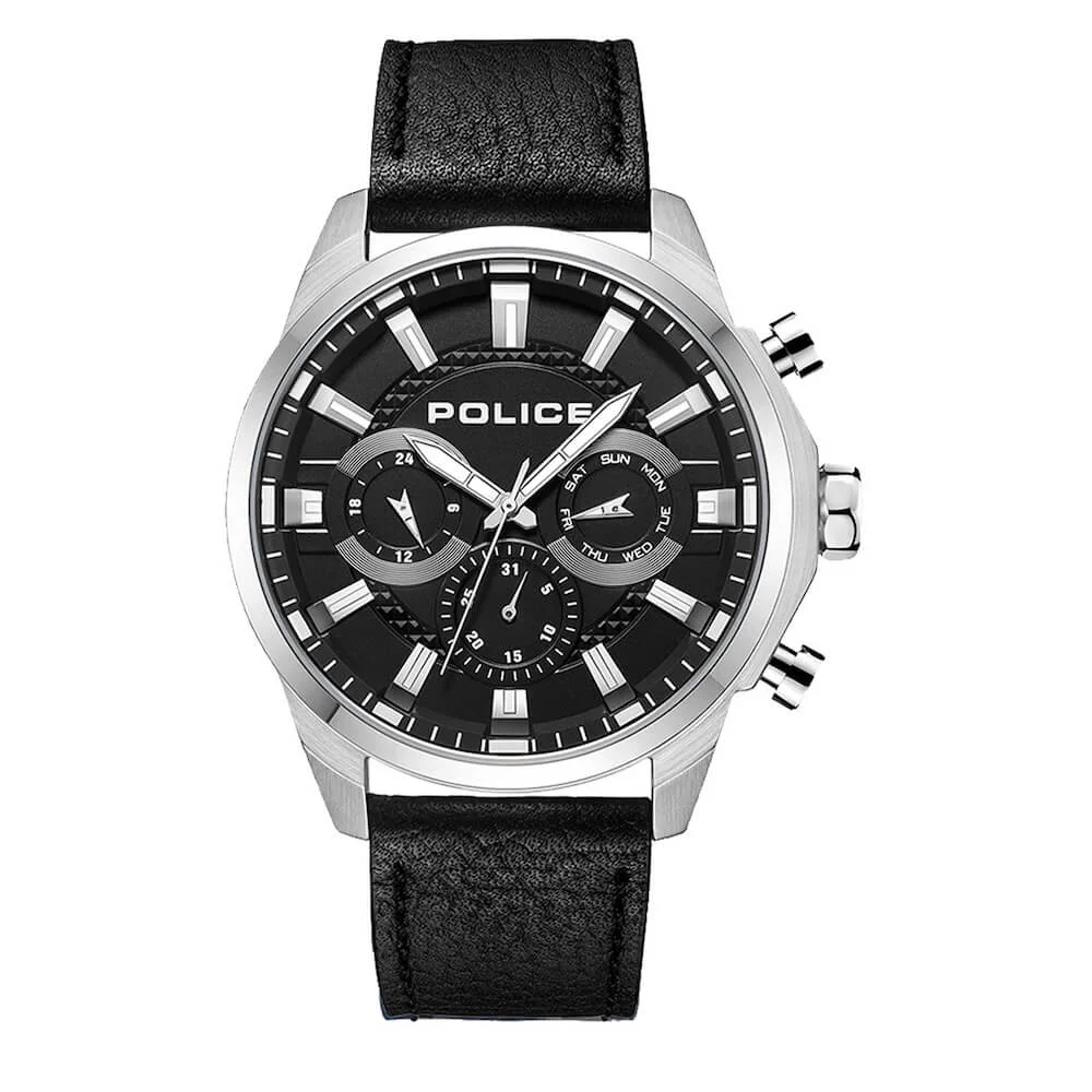 Φωτογραφία προϊόντος: Police Menelik, Men's Watch, Black Leather Strap PEWJF2204207