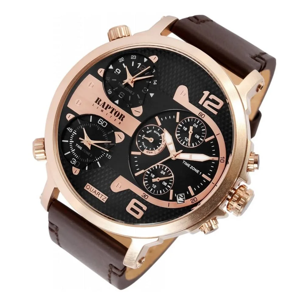 Φωτογραφία προϊόντος: Raptor Lifestyle Watches Raptor Limited Maxx, Men's Watch, Brown Leather Strap RA20130-015