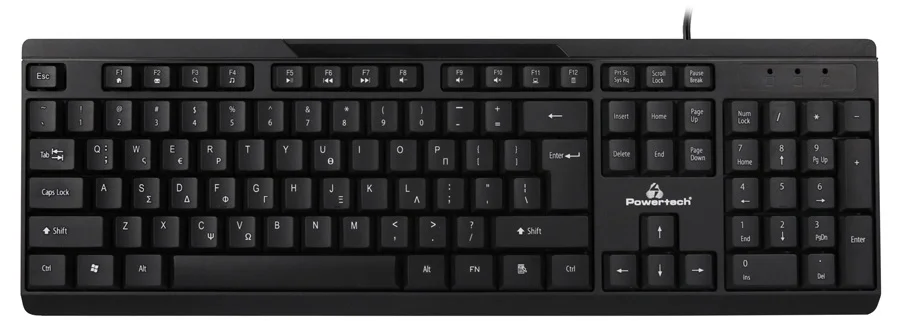 Φωτογραφία προϊόντος: POWERTECH πληκτρολόγιο PT-1069, ενσύρματο, multimedia, 1.4m EN/GR, μαύρο