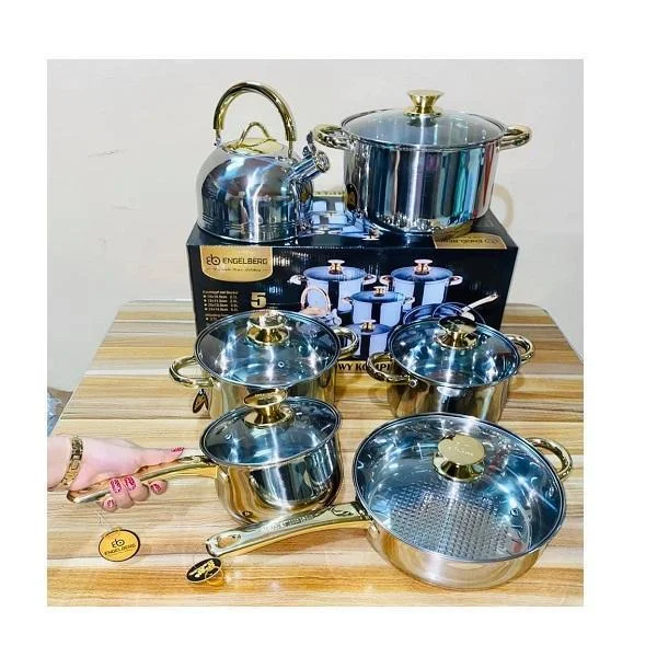 Φωτογραφία προϊόντος: OEM Σετ κατσαρόλες Inox-Gold ENGELBERG EB-8015 Ανοξείδωτο Ατσάλι υψηλής ποιότητας 12τμχ