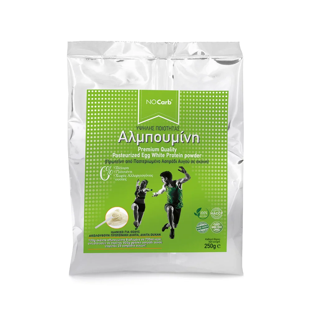 Φωτογραφία προϊόντος: No Carb® Ασπράδι Αυγού σε Σκόνη Παστεριωμένο (Αλμπουμίνη) Pasteurized Egg Whites Powder NoCarb 250g