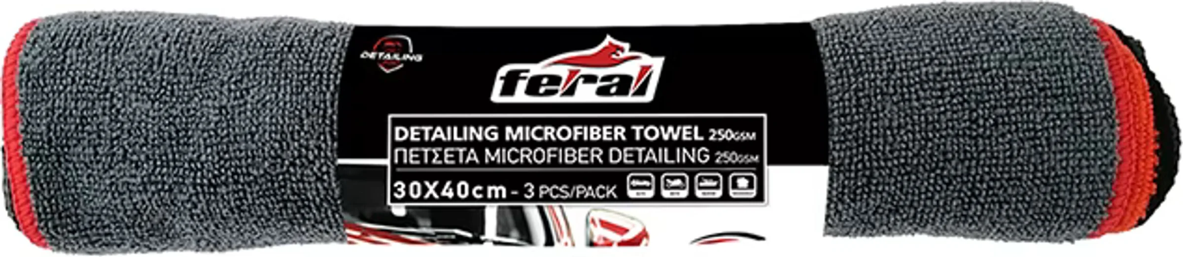 Φωτογραφία προϊόντος: Auto GS Πετσέτα Microfiber Feral Detailing Pro 30x40cm Ρολό 3 Τεμαχίων