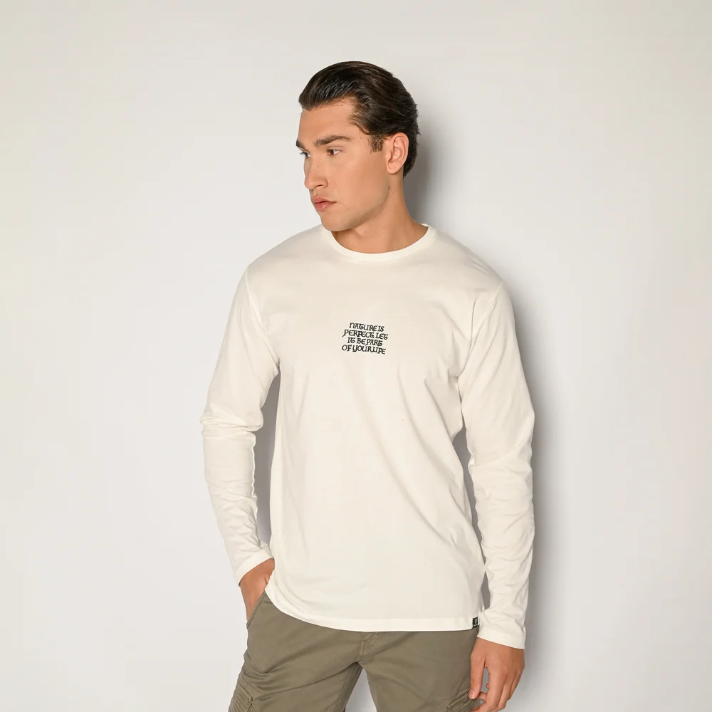 Φωτογραφία προϊόντος: Ανδρικό Τ-shirt Μακρυμάνικο Brokers Ecru Με Λογότυπο