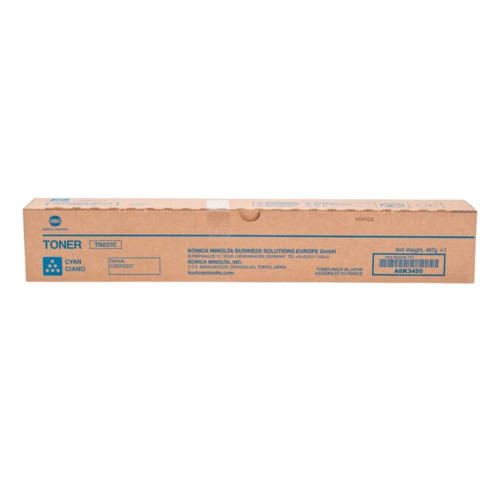 Φωτογραφία προϊόντος: KONICA MINOLTA BIZHUB C227/287 TONER CYAN (A8K3450) (MINTN221C)