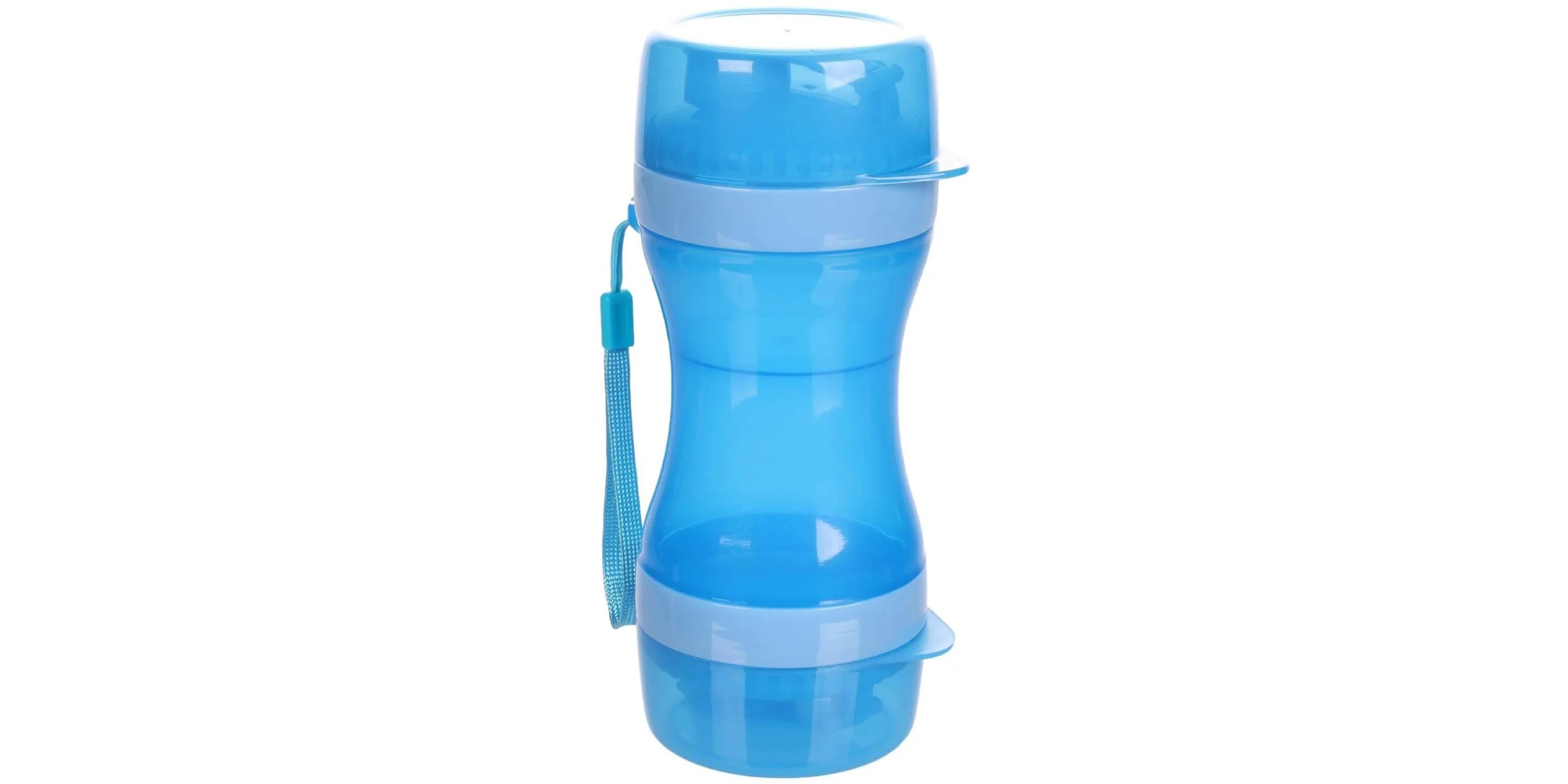 Φωτογραφία προϊόντος: 2-IN-1 TRAVEL CONTAINER FOR WATER + FOOD BASSIE BLUE 9,5x8,5x21CM