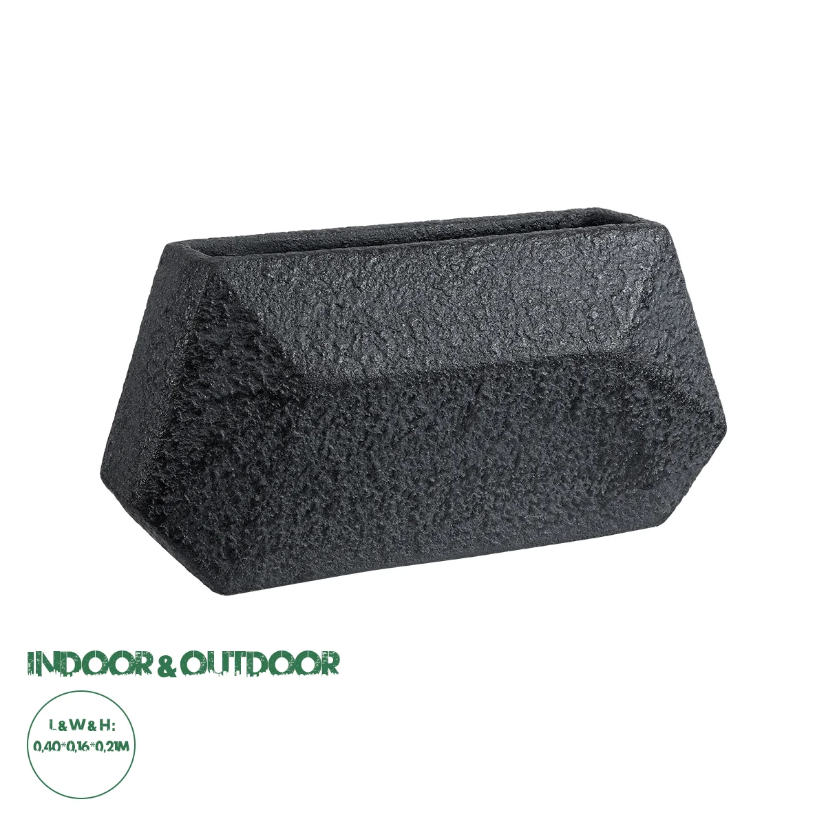 Φωτογραφία προϊόντος: GloboStar® Artificial Garden GREENWICH 20785 Επιδαπέδιο Πολυεστερικό Τσιμεντένιο Κασπώ Γλάστρα - Flower Pot Μαύρο Μ40 x Π16 x Υ21cm