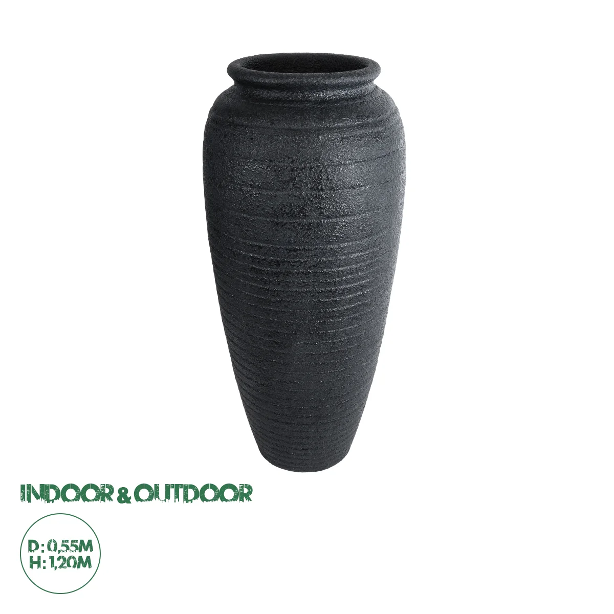 Φωτογραφία προϊόντος: GloboStar® Artificial Garden OLYMPIA 20717 Επιδαπέδιο Πολυεστερικό Τσιμεντένιο Κασπώ Γλάστρα - Flower Pot Μαύρο Φ55 x Υ120cm