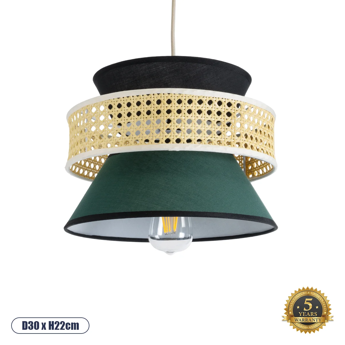 Φωτογραφία προϊόντος: GLOBOSTAR® SAIGE 01915 Boho Κρεμαστό Φωτιστικό Οροφής με Ντουί 1 x E27 AC 220-240V IP20 - Πολύχρωμο - Μ30 x Π30 x Υ22cm