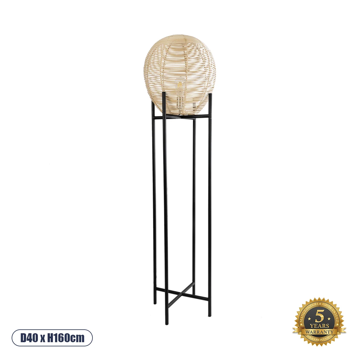 Φωτογραφία προϊόντος: GLOBOSTAR® NERINA 02016 Boho Επιδαπέδιο Φωτιστικό με Ντουί 1 x E27 AC 220-240V IP20 - Μαύρο & Μπεζ - Μ40 x Π40 x Υ160cm