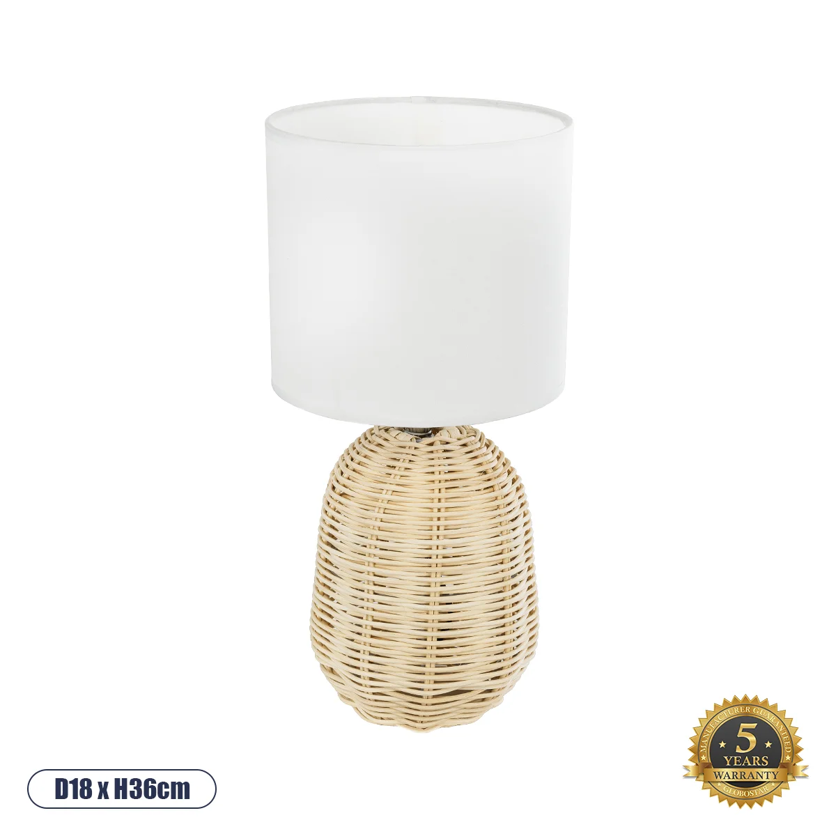 Φωτογραφία προϊόντος: GLOBOSTAR® HASUMI 01958 Boho Επιτραπέζιο Φωτιστικό Πορτατίφ με Ντουί 1 x E27 AC 220-240V IP20 - Μπεζ & Λευκό - Μ18 x Π18 x Υ36cm