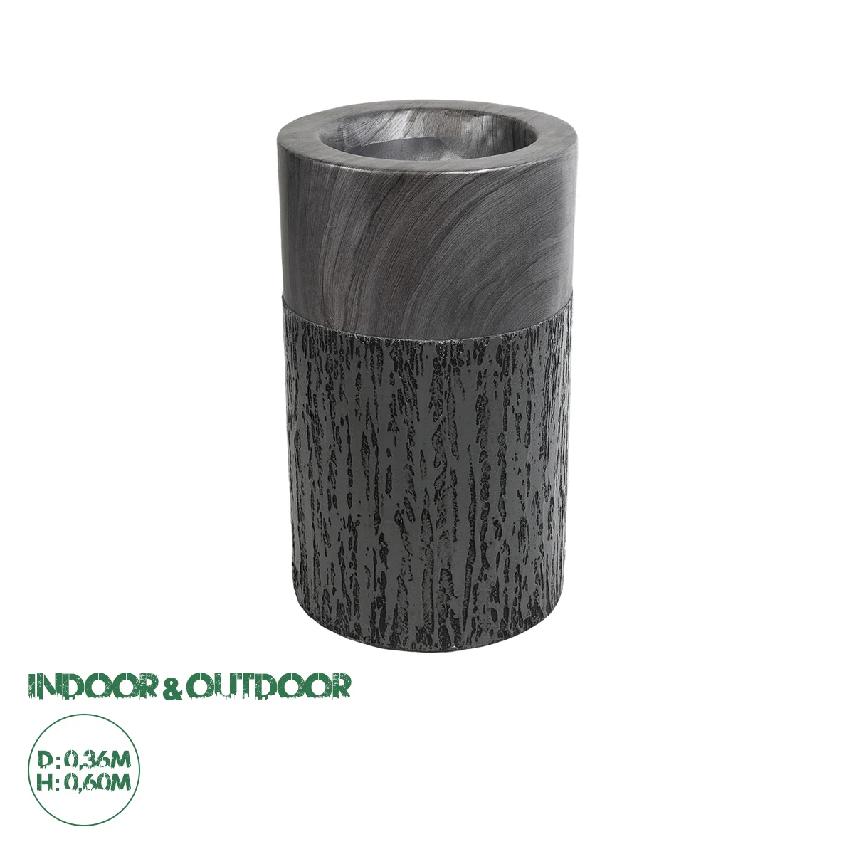 Φωτογραφία προϊόντος: GloboStar® Artificial Garden PISA 20761 Επιδαπέδιο Πολυεστερικό Τσιμεντένιο Κασπώ Γλάστρα - Flower Pot Γκρι Ανθρακί Φ36 x Υ60cm