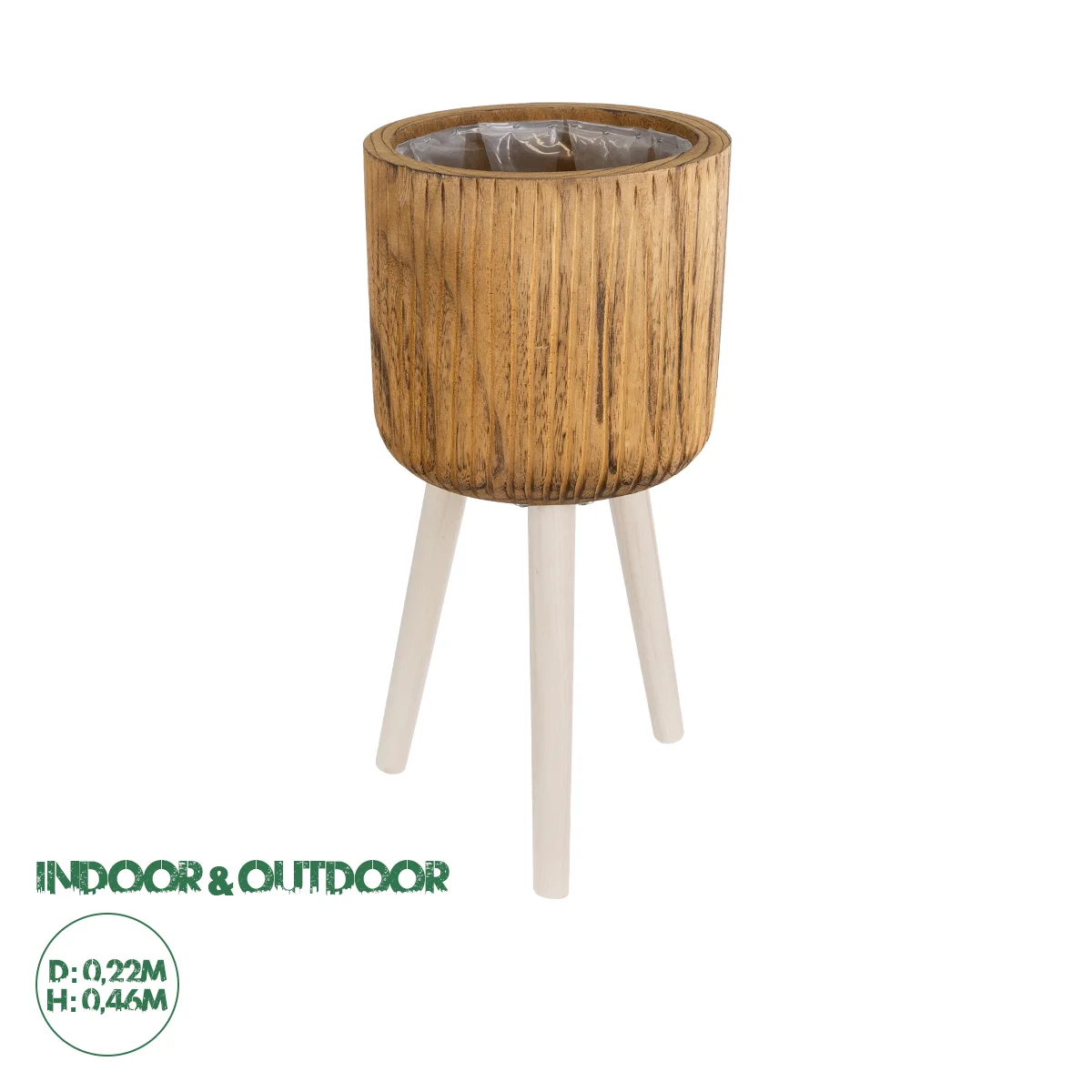 Φωτογραφία προϊόντος: GloboStar® Artificial Garden JAMAICA 20554 Διακοσμητικό Ξύλινο Κασπώ Γλάστρα - Flower Pot Καφέ Φ22 x Υ46cm