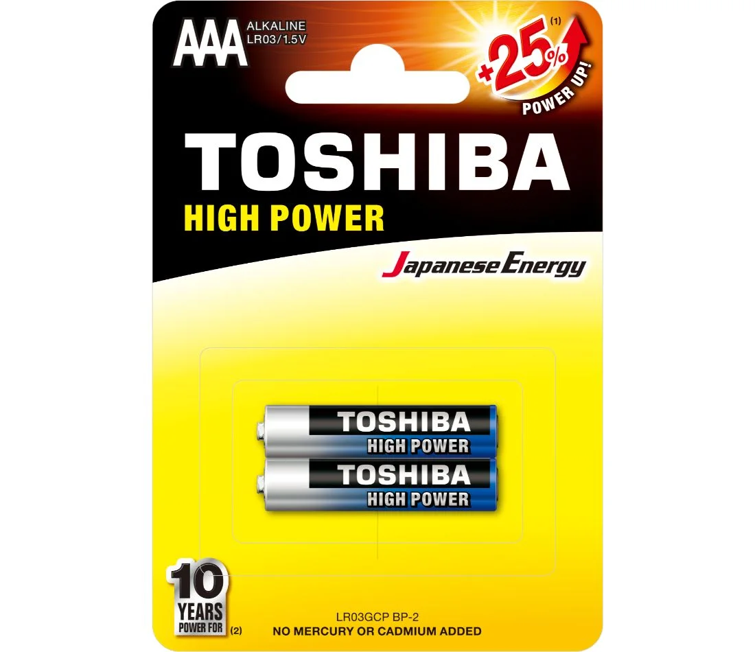 Φωτογραφία προϊόντος: Toshiba High Power Αλκαλικές Μπαταρίες AAA 1.5V 2τμχ (LR03GCP BP-2)